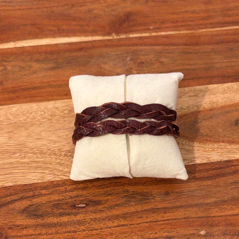 Braided Leather Bracelet‎ - Brown